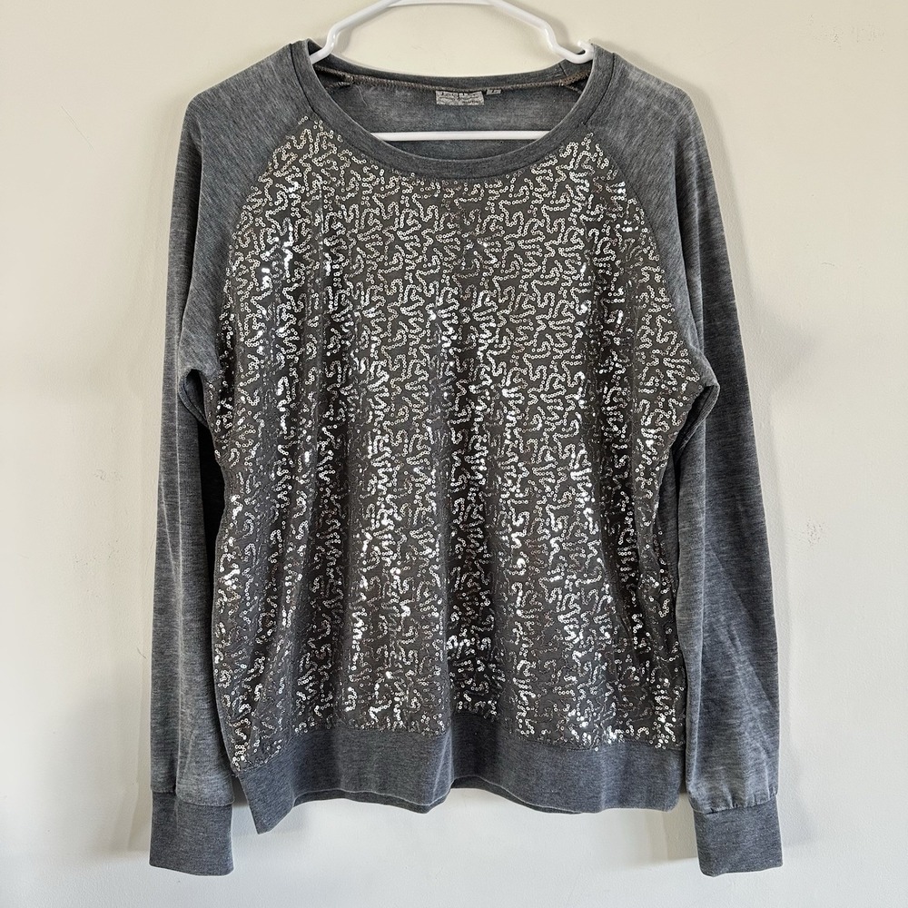 NWOT Y2K New Lyla Gray‎ Pullover Sweatshirt Top Sequins Large Hippie Festival